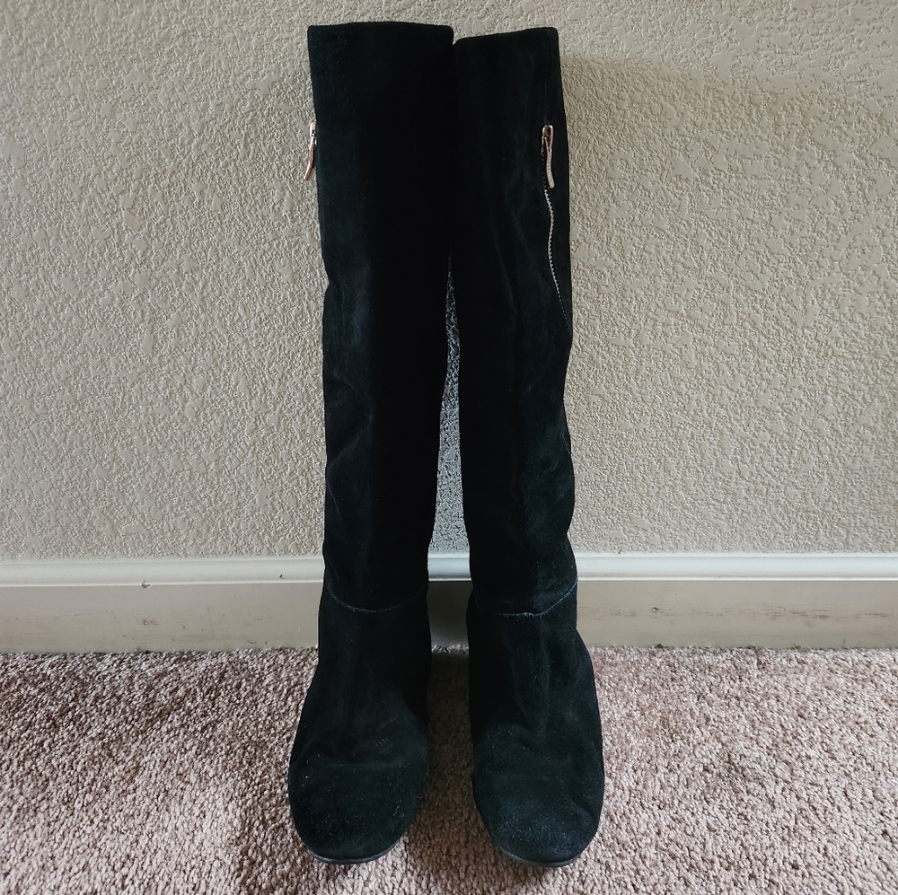 Bcbgeneration Black Suede Knee High Boot, Side Zi… - image 1